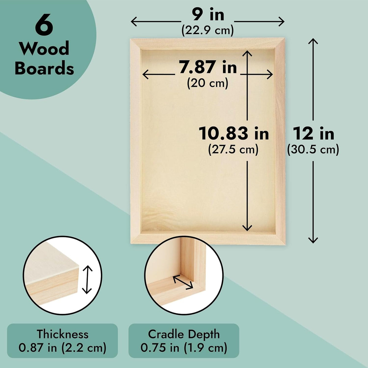 Wooden Painting Panels — 6 Pack, 23 × 30.5 cm