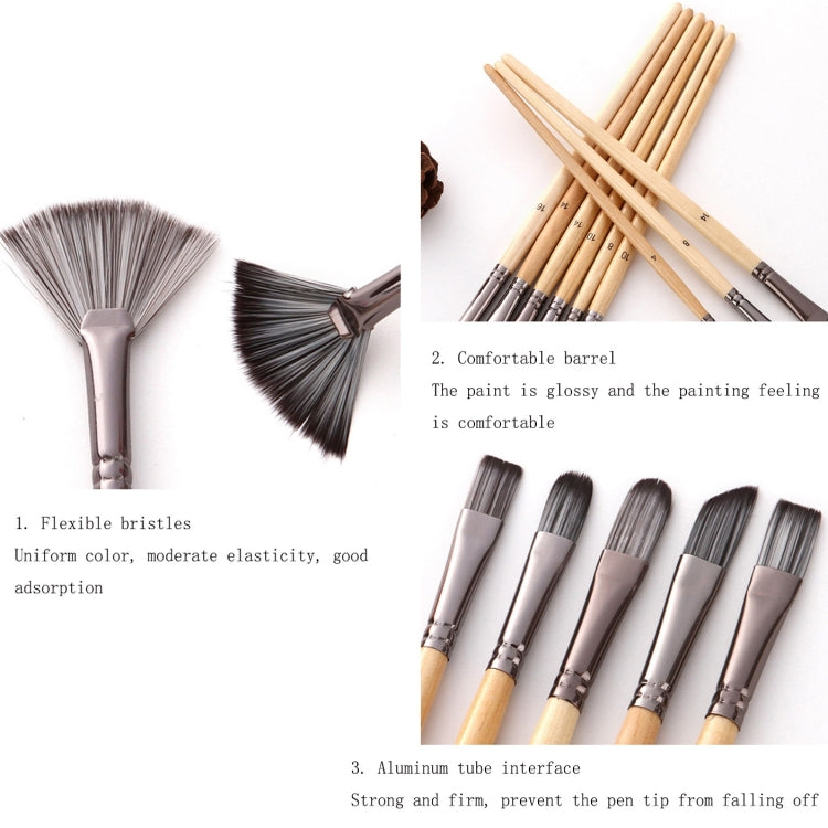 Artist Brush Set & Storage Bag — 24 Brushes