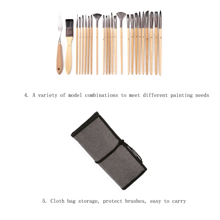 Artist Brush Set & Storage Bag — 24 Brushes