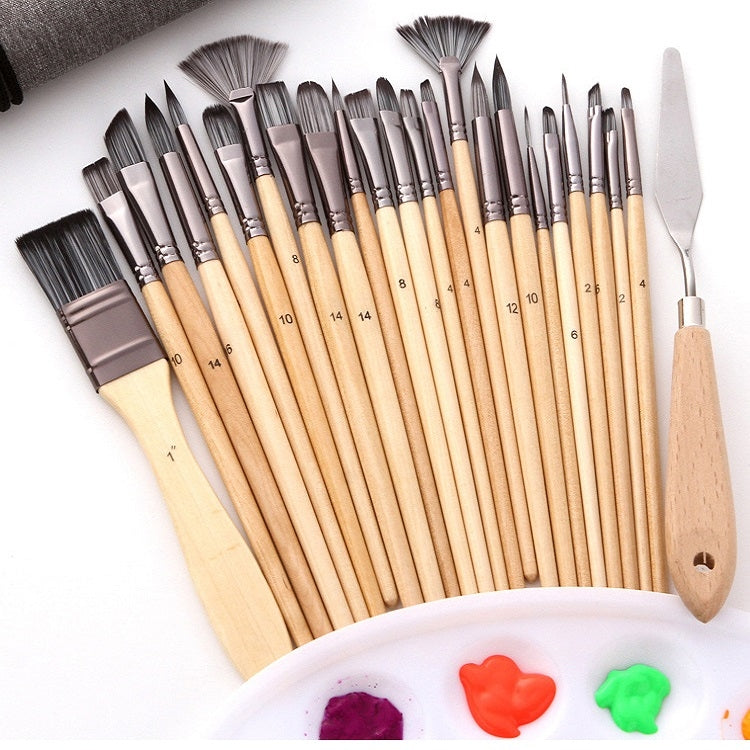 Artist Brush Set & Storage Bag — 24 Brushes